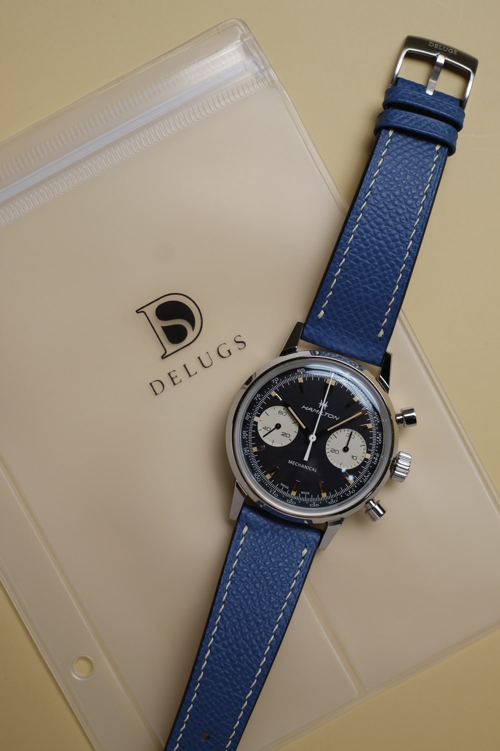 Delugs Navy Epsom Slim Strap